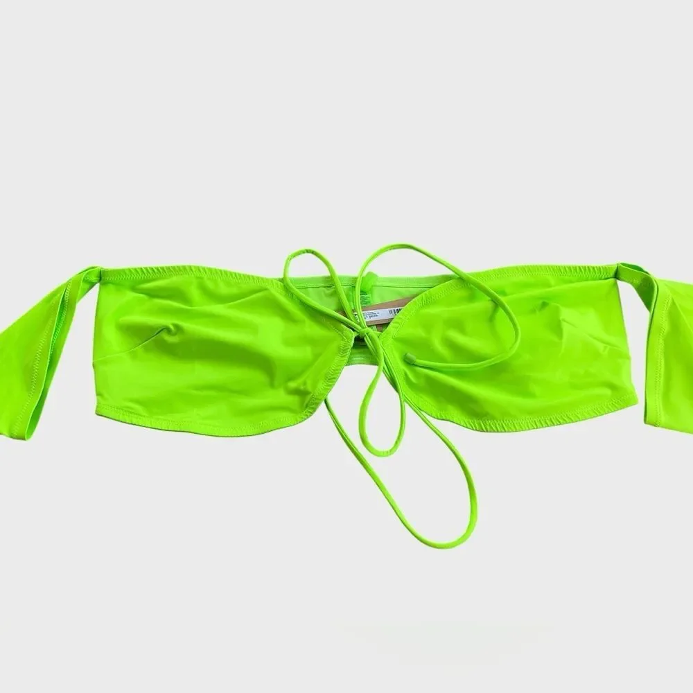 SKIMS Neon Green Long Sleeve Bikini Crop Top 4X NWT Body-less Swim